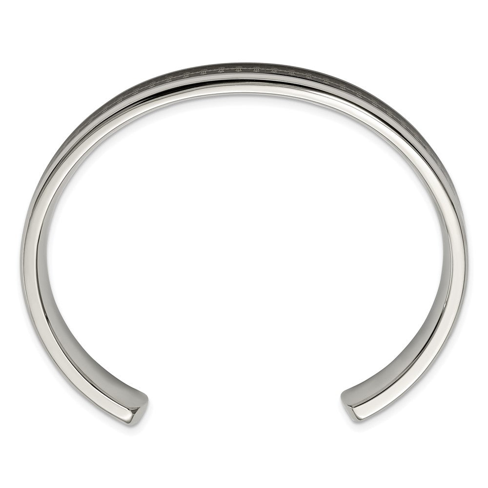 Stainless Steel Polished Yellow Ip W/Carbon Fiber Inlay Cross Bangle