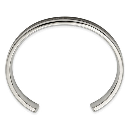 Stainless Steel Polished Yellow Ip W/Carbon Fiber Inlay Cross Bangle