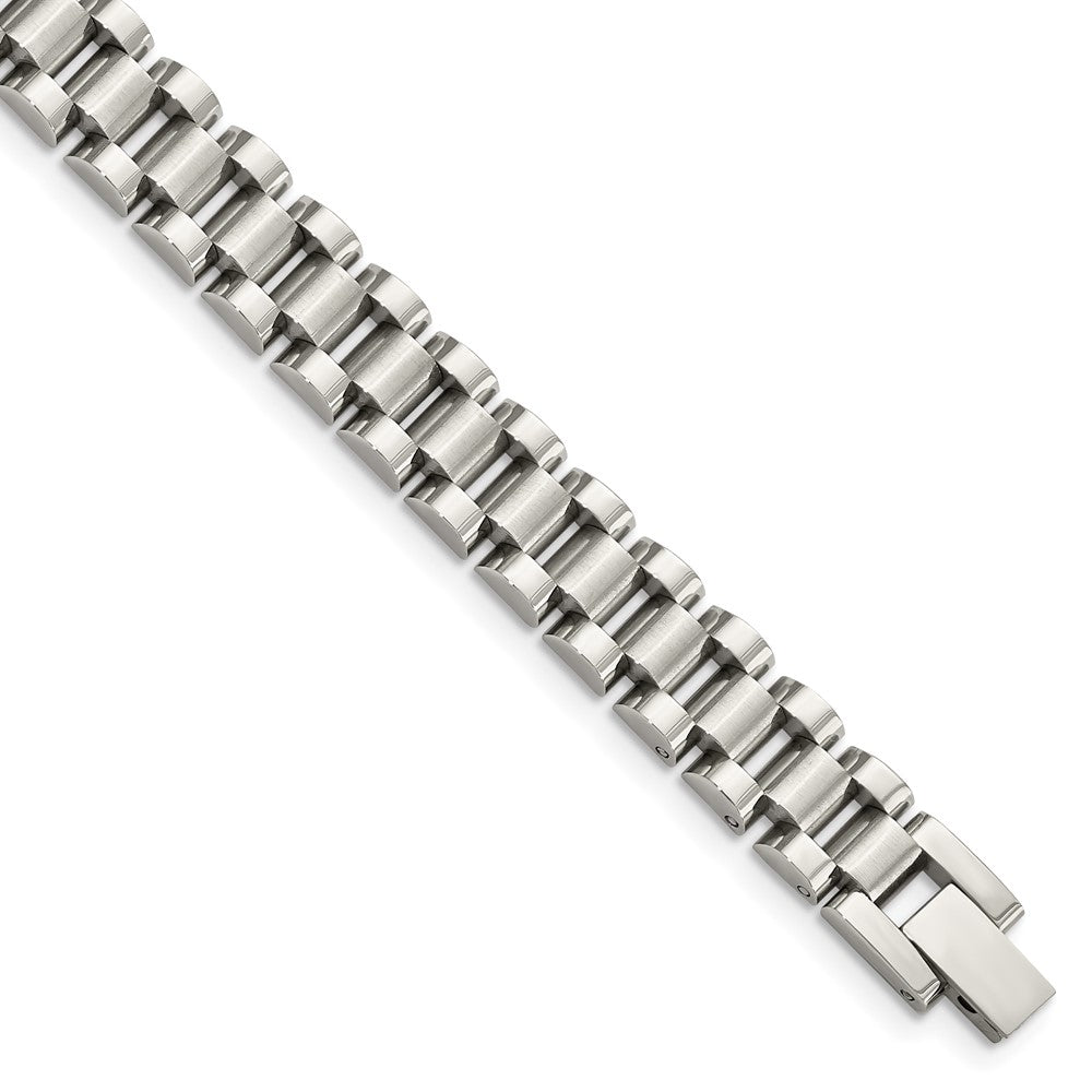 Stainless Steel Chisel Brushed And Polished 8.5 Inch Link Bracelet