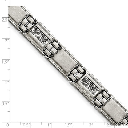 Stainless Steel Chisel Polished And Matte With 3/4 Carat Diamond 8.75 Inch Bracelet