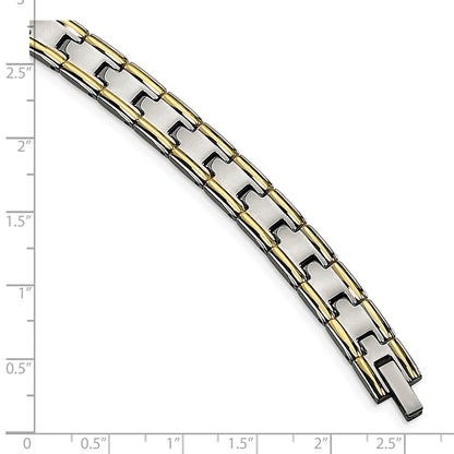 Stainless Steel Chisel Polished Yellow Ip-Plated 8.5 Inch Link Bracelet