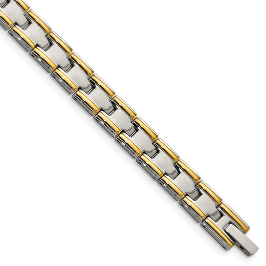 Stainless Steel Chisel Polished Yellow Ip-Plated 8.5 Inch Link Bracelet