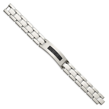 Stainless Steel Chisel Polished With 1/2 Carat Diamond 8.25 Inch Bracelet