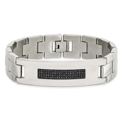 Stainless Steel Chisel Polished With 1/2 Carat Diamond 8.25 Inch Bracelet