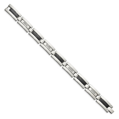 Stainless Steel Chisel Polished Black Ip-Plated With 1/4 Carat Diamond 8.5 Inch Bracelet