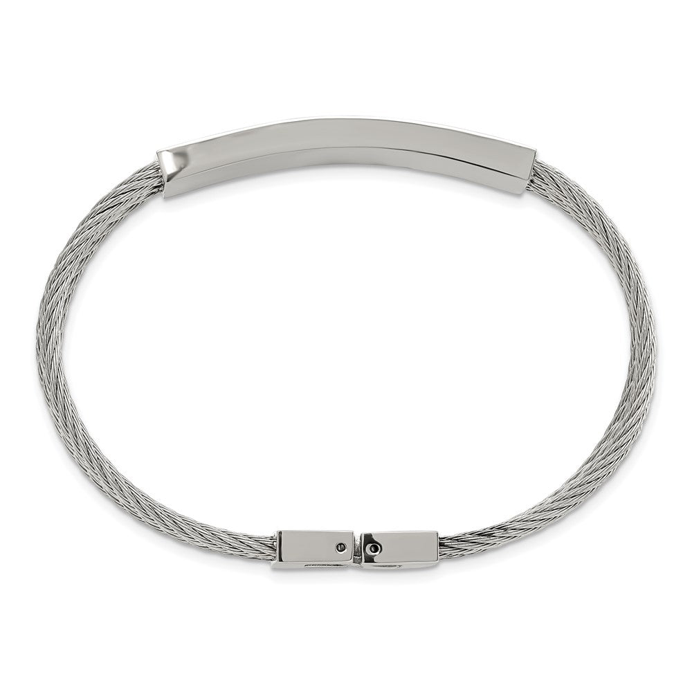 Stainless Steel Chisel Polished Black Ip-Plated With .15 Carat Diamond 7.75 Inch Bracelet