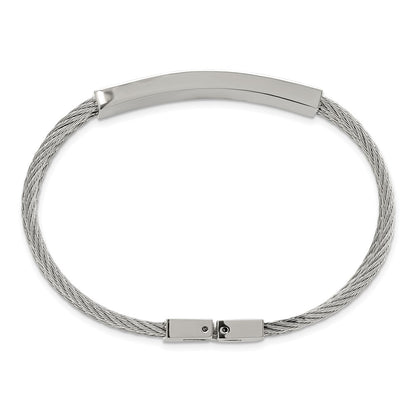 Stainless Steel Chisel Polished Black Ip-Plated With .15 Carat Diamond 7.75 Inch Bracelet