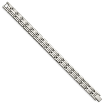 Stainless Steel Chisel Brushed And Polished 8.5 Inch Link Bracelet