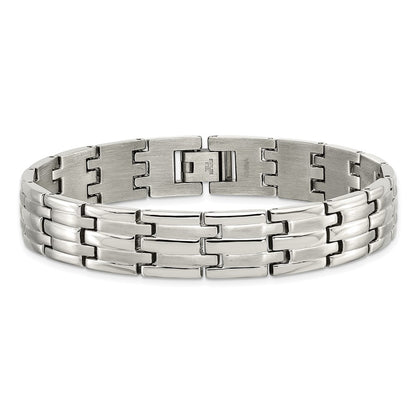Stainless Steel Chisel Brushed And Polished 8.5 Inch Link Bracelet