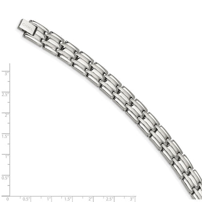 Stainless Steel Chisel Brushed And Polished 8.5 Inch Link Bracelet