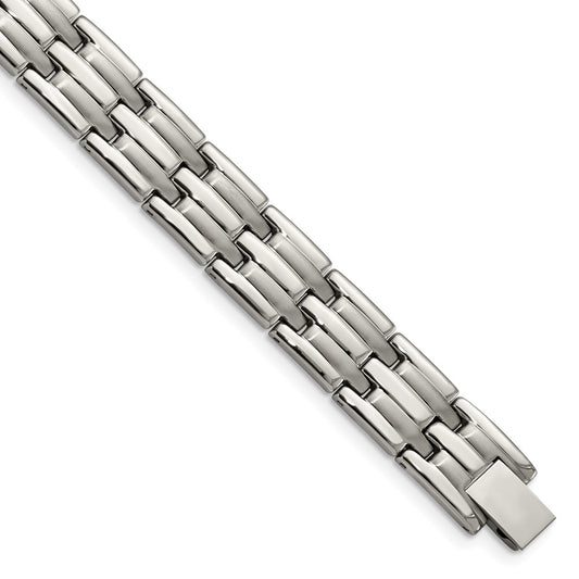 Stainless Steel Chisel Brushed And Polished 8.5 Inch Link Bracelet