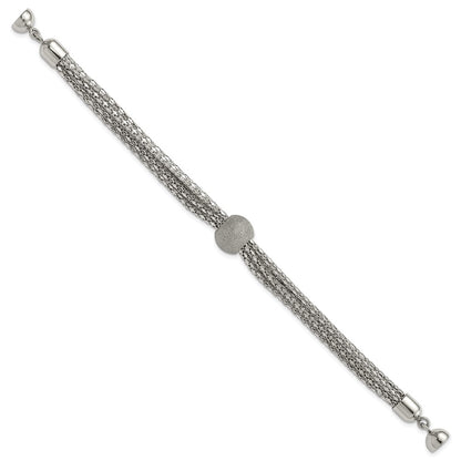 7.5 Inch Stainless Steel Polished Multistrand Laser Cut Bead Bracelet