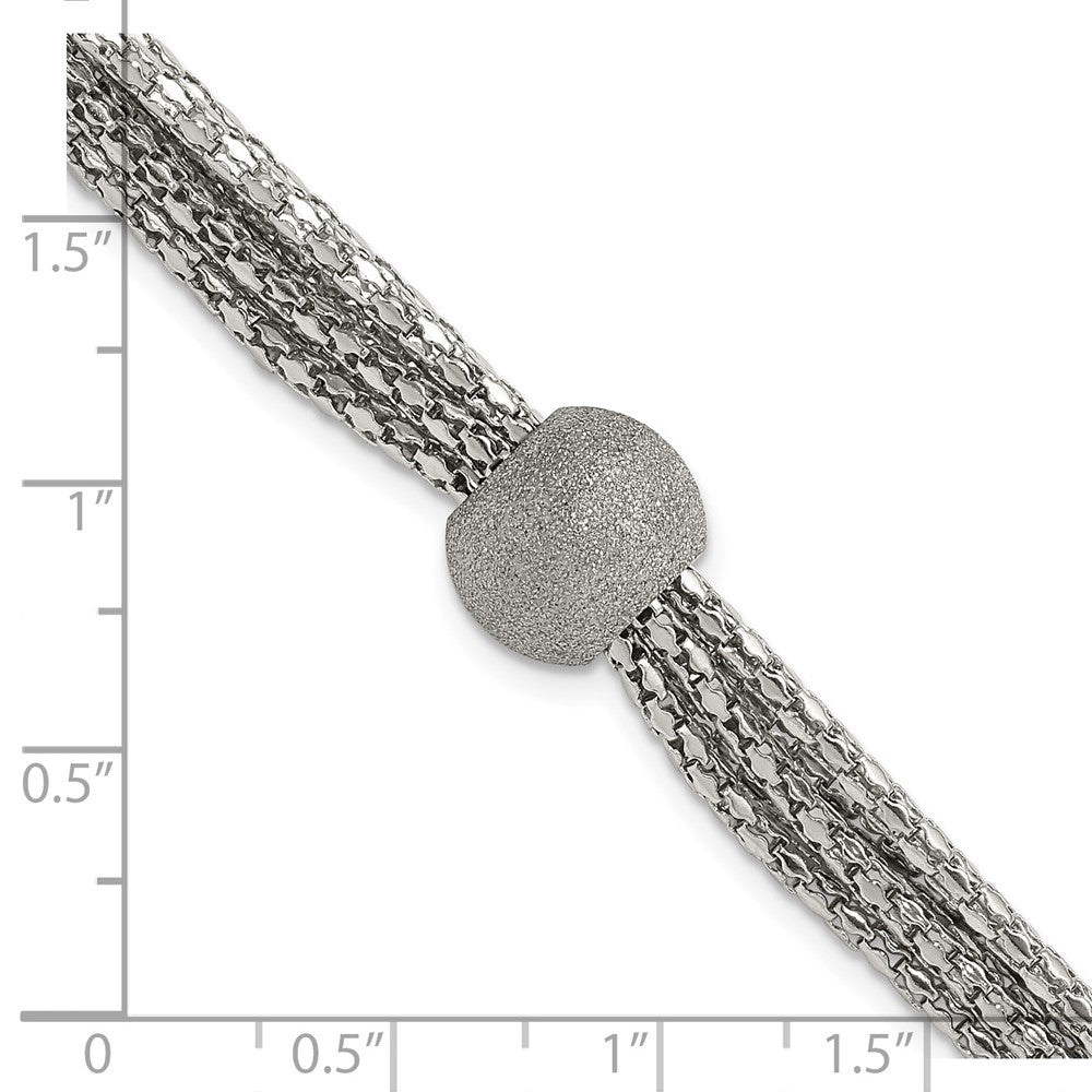 7.5 Inch Stainless Steel Polished Multistrand Laser Cut Bead Bracelet