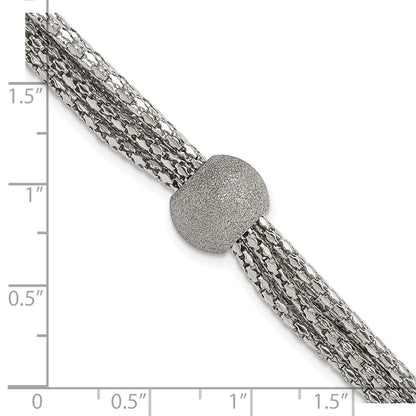 7.5 Inch Stainless Steel Polished Multistrand Laser Cut Bead Bracelet