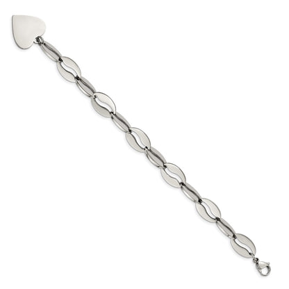 8.5 Inch Stainless Steel Polished Heart 8.5In Bracelet