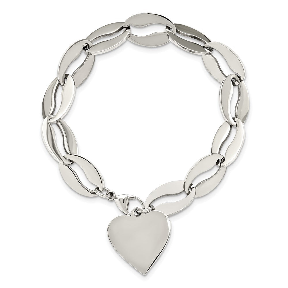 8.5 Inch Stainless Steel Polished Heart 8.5In Bracelet