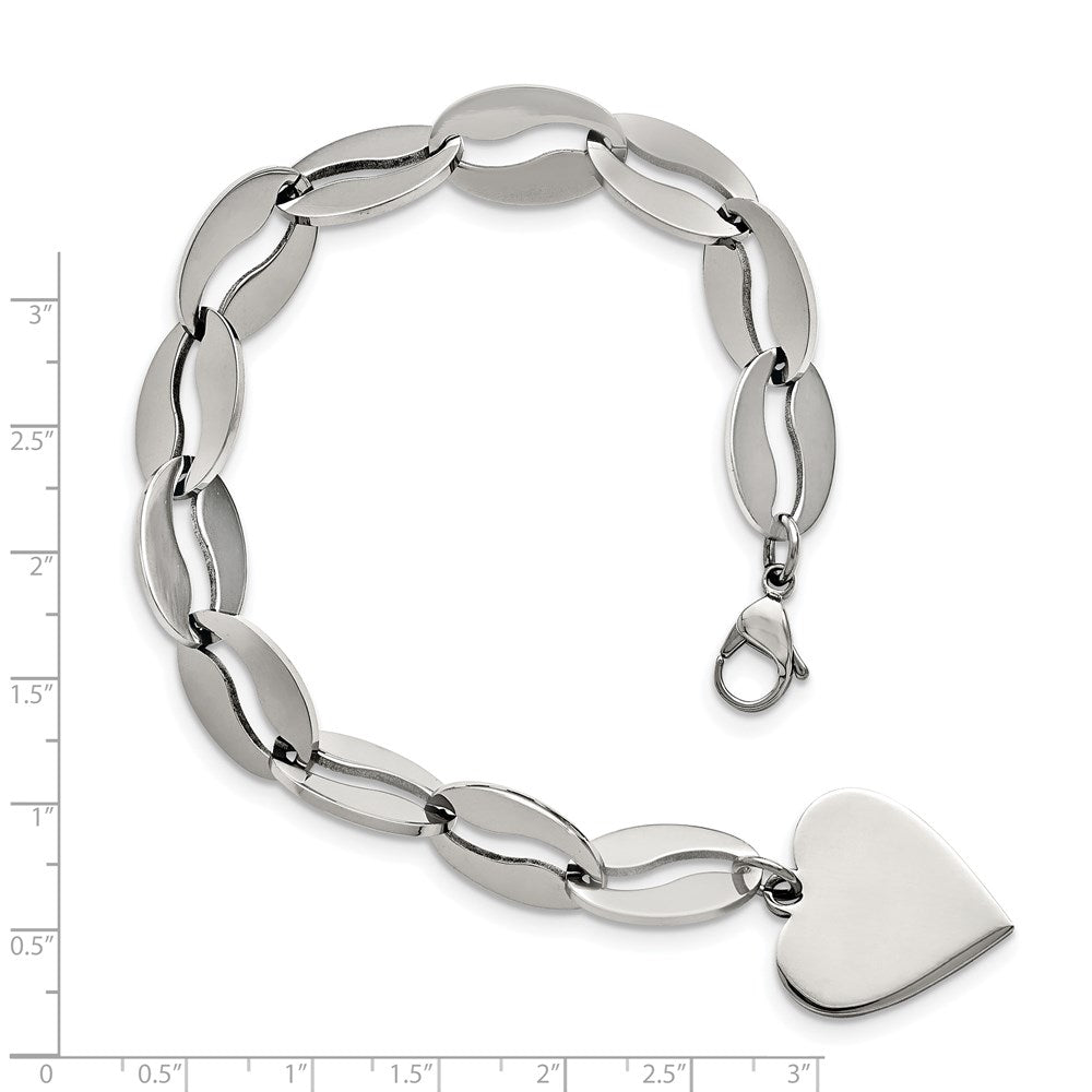 8.5 Inch Stainless Steel Polished Heart 8.5In Bracelet