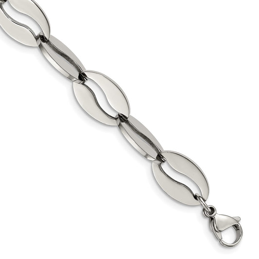 8.5 Inch Stainless Steel Polished Heart 8.5In Bracelet