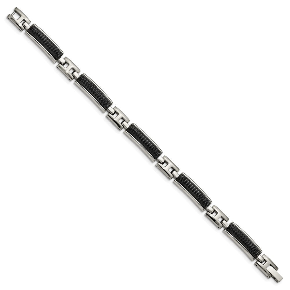 8.25 Inch Stainless Steel Polished And Brushed Black Ip-Plated 8.25In Bracelet