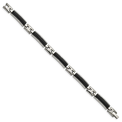 8.25 Inch Stainless Steel Polished And Brushed Black Ip-Plated 8.25In Bracelet