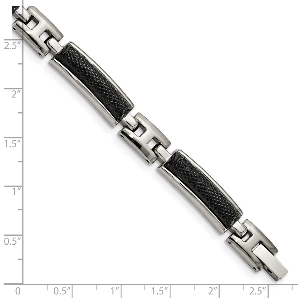 8.25 Inch Stainless Steel Polished And Brushed Black Ip-Plated 8.25In Bracelet