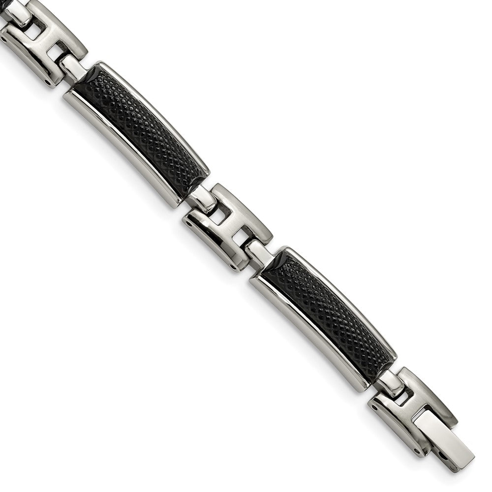 8.25 Inch Stainless Steel Polished And Brushed Black Ip-Plated 8.25In Bracelet