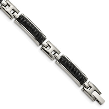 8.25 Inch Stainless Steel Polished And Brushed Black Ip-Plated 8.25In Bracelet