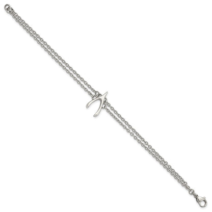 7.75 Inch Stainless Steel Polished 2-Strand Wishbone Bracelet
