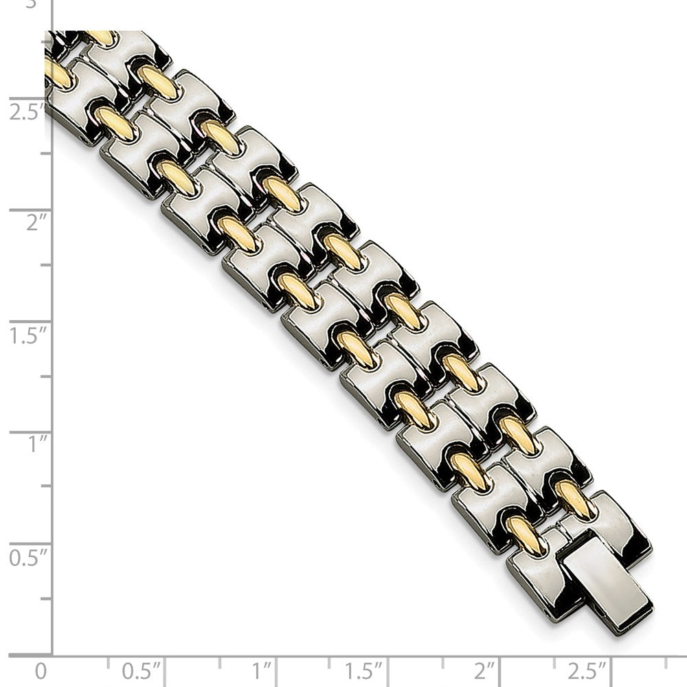 8.75 Inch Chisel Stainless Steel Polished Yellow Ip-Plated 8.5 Link Bracelet