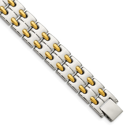 8.75 Inch Chisel Stainless Steel Polished Yellow Ip-Plated 8.5 Link Bracelet