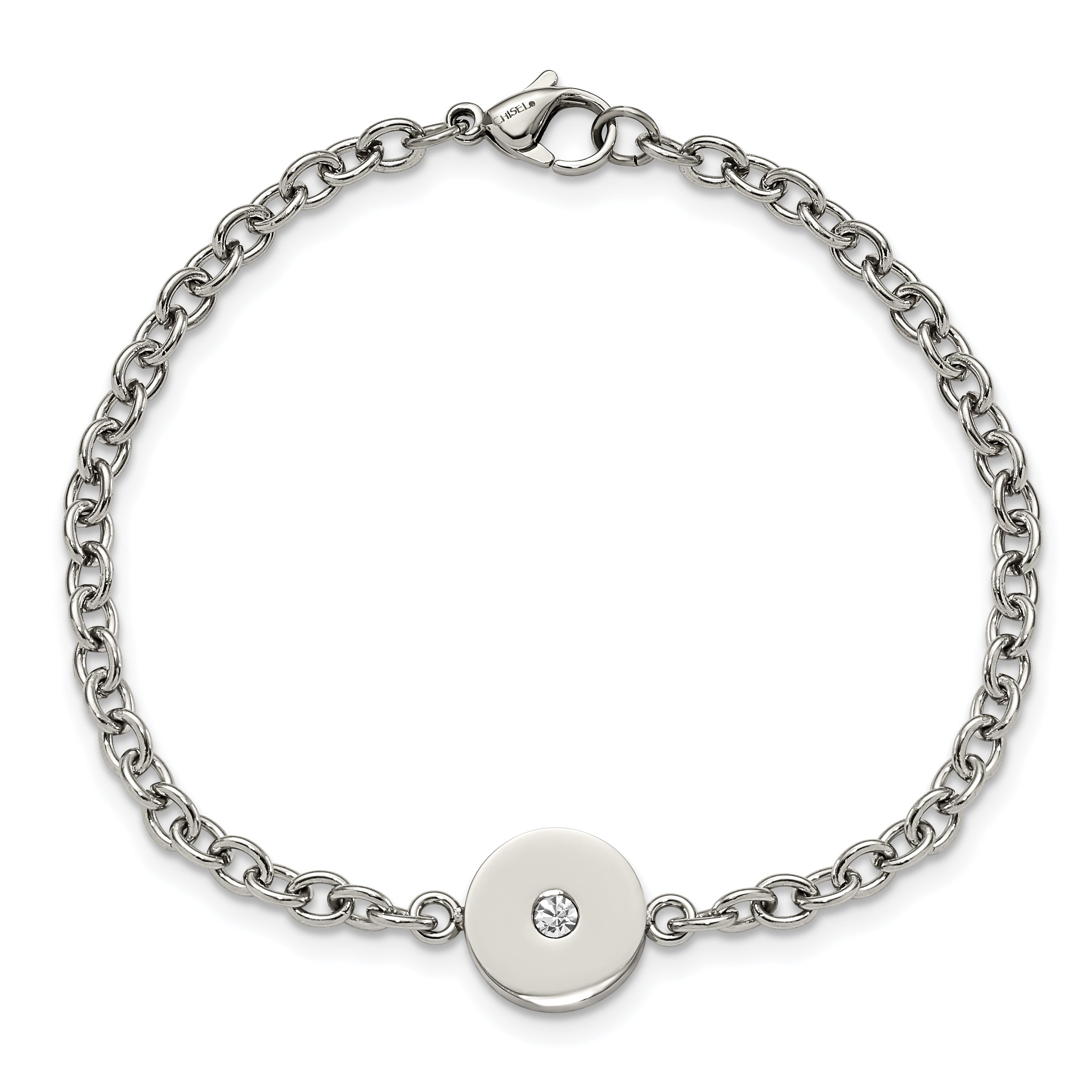 7.75 Inch Stainless Steel Polished W/Cz 7.75In Bracelet