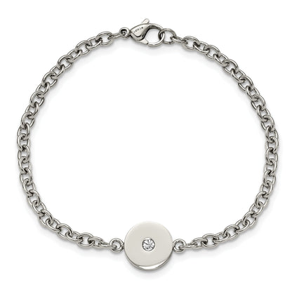 7.75 Inch Stainless Steel Polished W/Cz 7.75In Bracelet