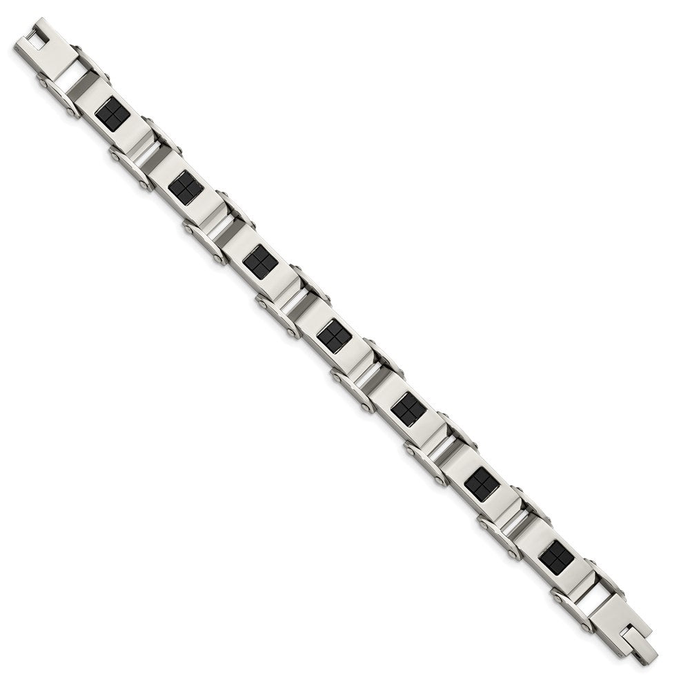 8.5 Inch Stainless Steel Polished Black Ip-Plated 8.5In Bracelet