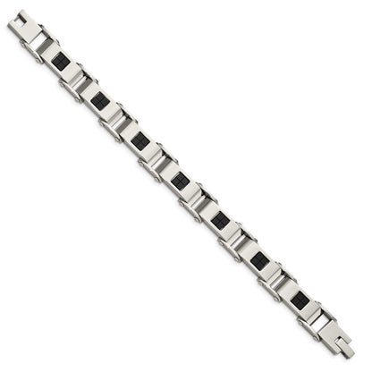 8.5 Inch Stainless Steel Polished Black Ip-Plated 8.5In Bracelet