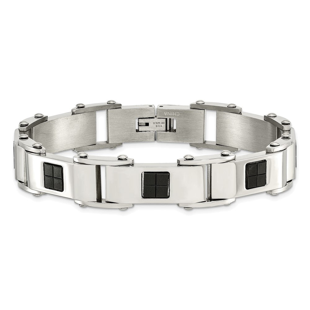 8.5 Inch Stainless Steel Polished Black Ip-Plated 8.5In Bracelet