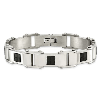 8.5 Inch Stainless Steel Polished Black Ip-Plated 8.5In Bracelet