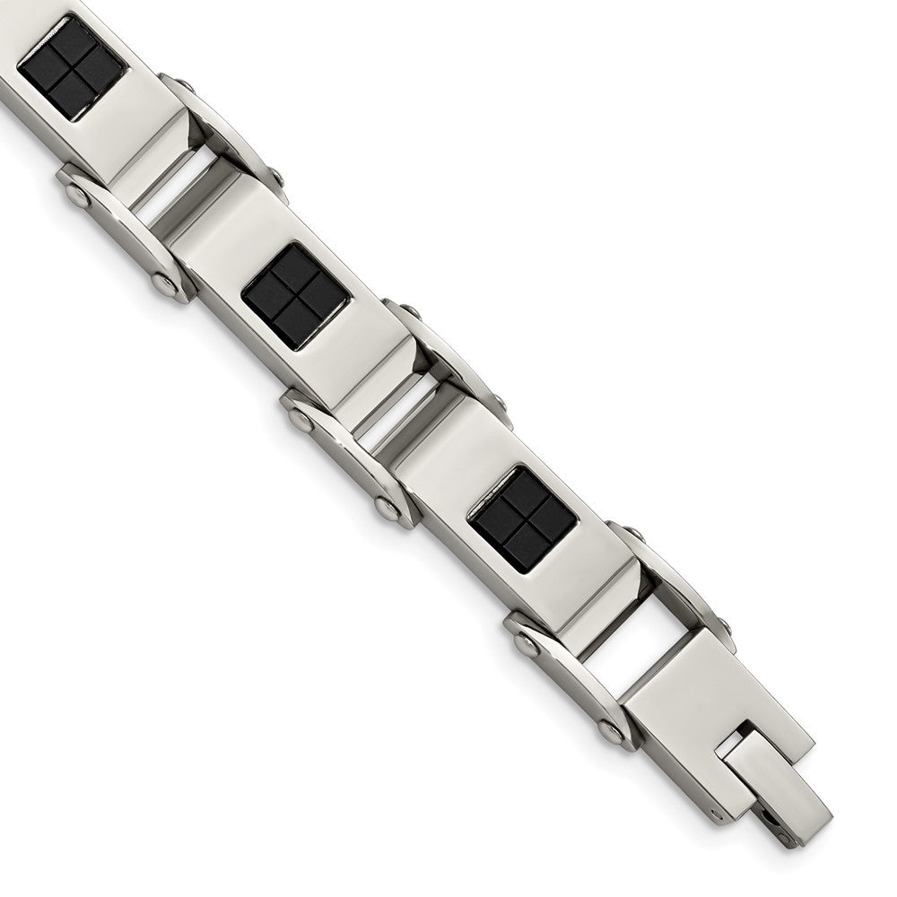 8.5 Inch Stainless Steel Polished Black Ip-Plated 8.5In Bracelet