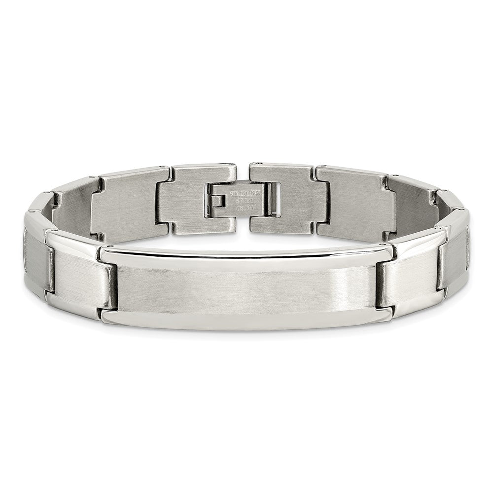 8.5 Inch Chisel Stainless Steel Brushed And Polished 8.25 Id Bracelet