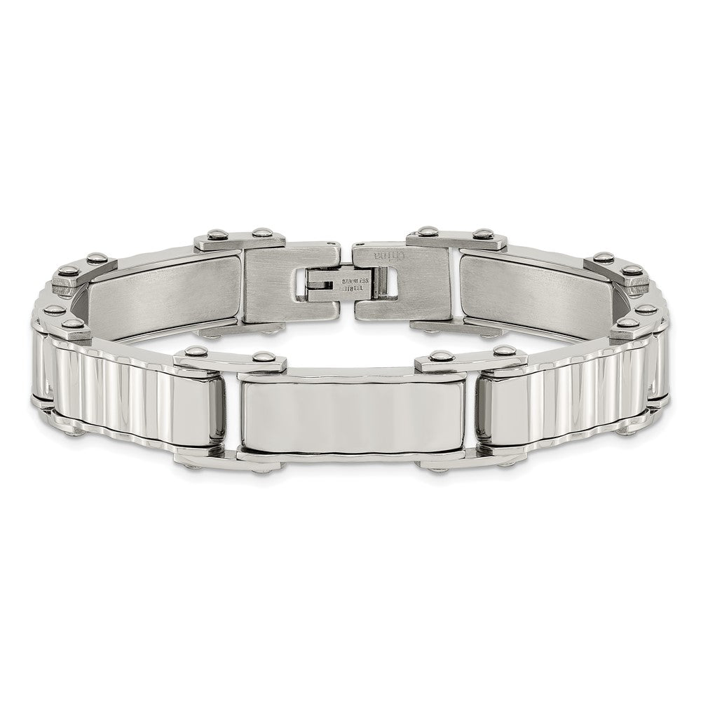 8 Inch Stainless Steel Polished And Textured 8In Bracelet