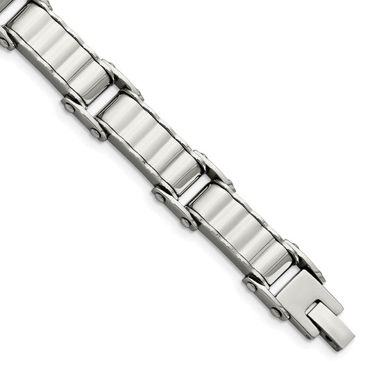 8 Inch Stainless Steel Polished And Textured 8In Bracelet