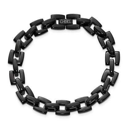 Stainless Steel Chisel Polished Black Ip-Plated 9 Inch Bracelet