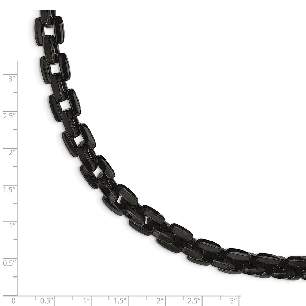 Stainless Steel Chisel Polished Black Ip-Plated 9 Inch Bracelet