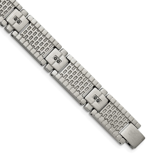 8.25 Inch Stainless Steel Antiqued And Brushed With Cz 8.25In Bracelet