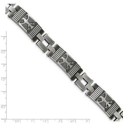 Stainless Steel Chisel Antiqued And Brushed 8.5 Inch Eagle Link Bracelet