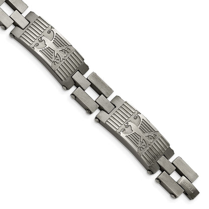 Stainless Steel Chisel Antiqued And Brushed 8.5 Inch Eagle Link Bracelet
