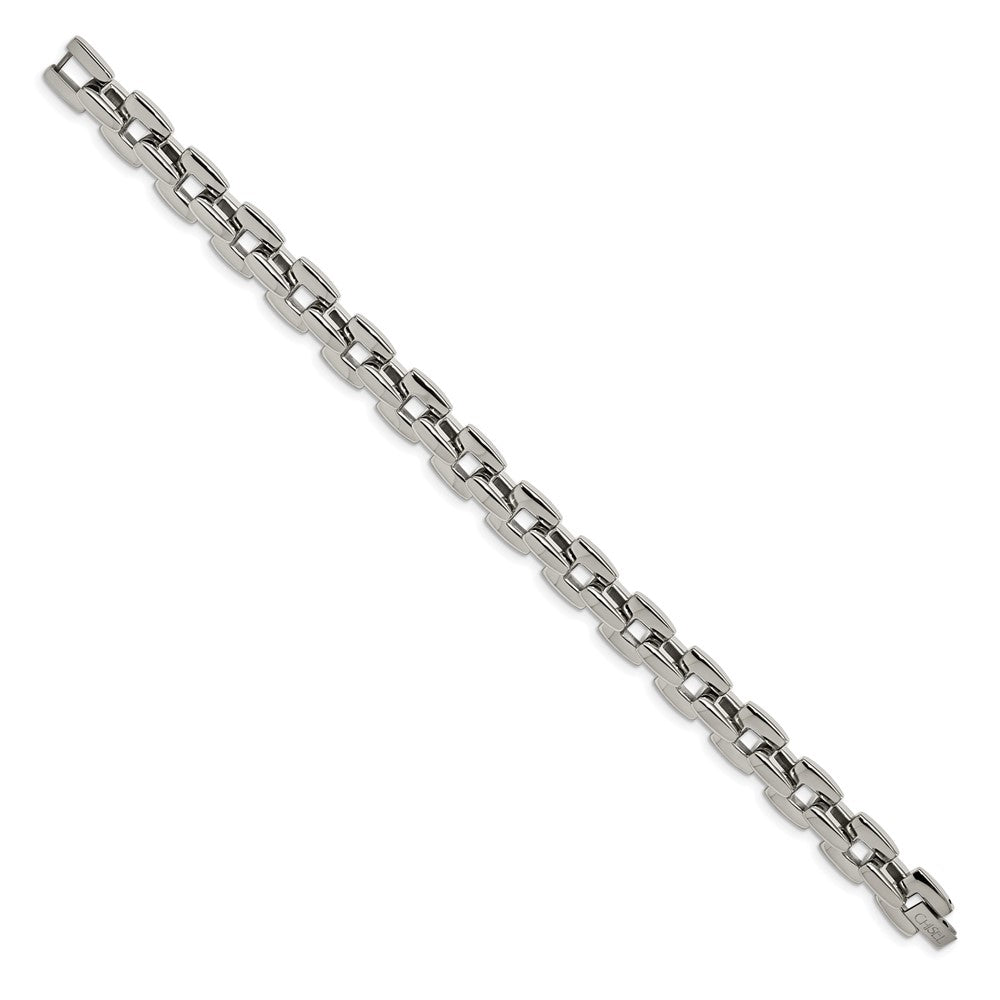 Stainless Steel Chisel Polished 9 Inch Square Link Bracelet