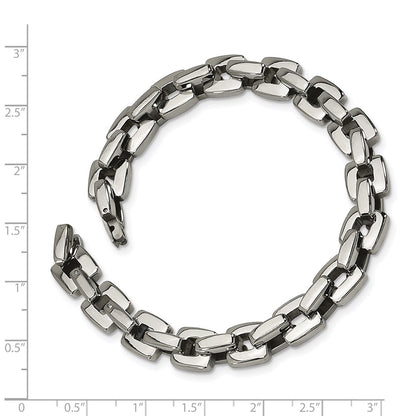 Stainless Steel Chisel Polished 9 Inch Square Link Bracelet