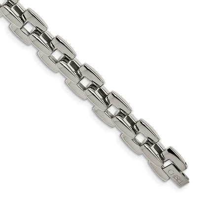 Stainless Steel Chisel Polished 9 Inch Square Link Bracelet