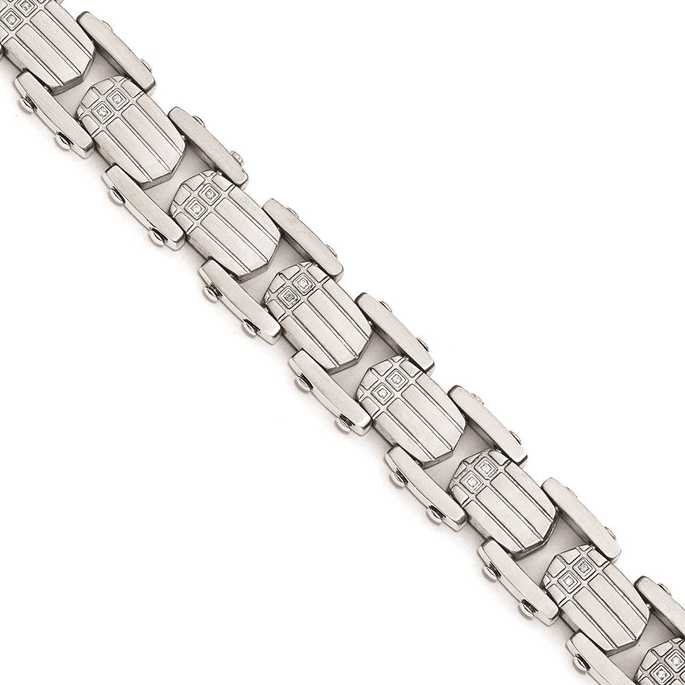 Stainless Steel Polished And Brushed Cz Bracelet