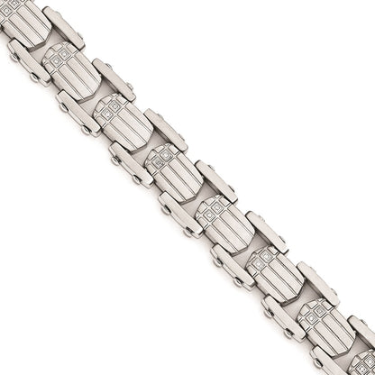 Stainless Steel Polished And Brushed Cz Bracelet